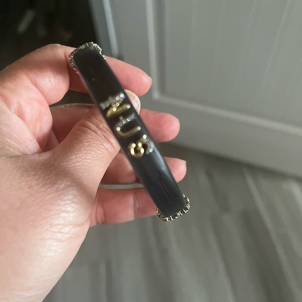 Alexis Bittar Black Lucite with Crystal Hinge Bangle Bracelet